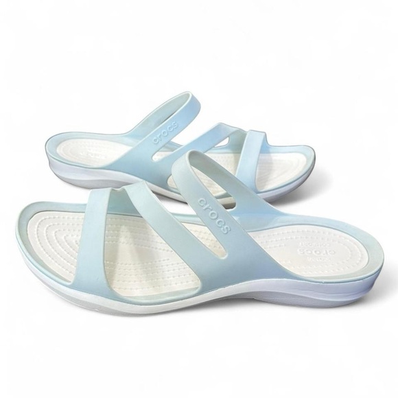 Crocs Swiftwater 11W Sandals Womens Blue Slides Slip On Comfort Casual Outdoor - Picture 1 of 6
